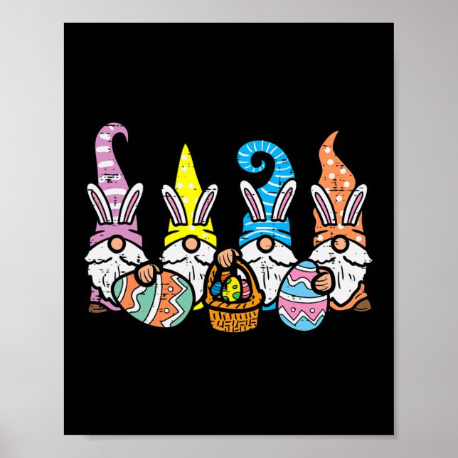 Påsk Gnome Bunnies Egg Hunting Manar Women Kids Bo Poster (Framsidan)
