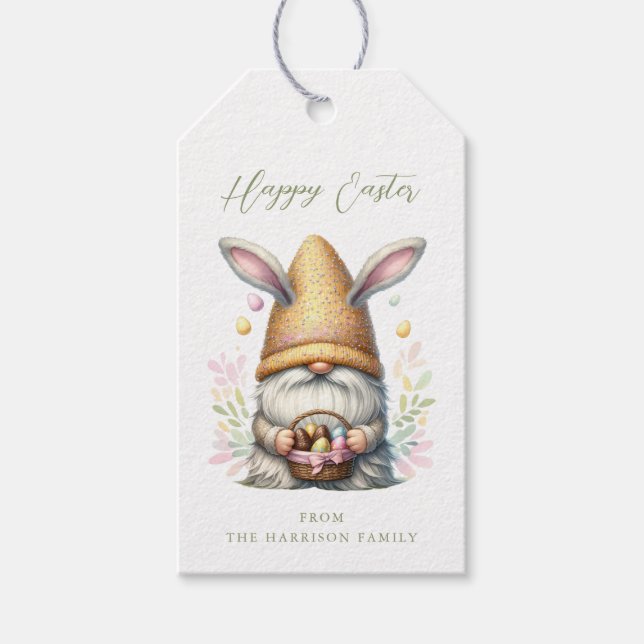 Påsk Gnome Gift Märkres Presentetikett (Framsidan)