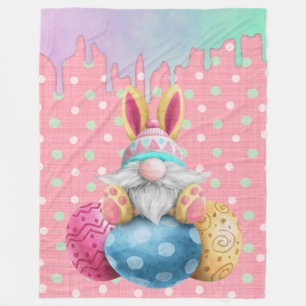 Påsk Gnome Polkadot Eggs Icing Dricks Fleecefilt