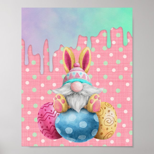 Påsk Gnome Polkadot Eggs Icing Dricks Poster (Framsidan)