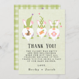 Påsk Gnomes Grönt Baby Shower Tack för ditt kort