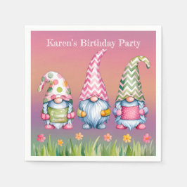 Påsk Gnomes in Watercolor Födelsedagsfest Pappersservett