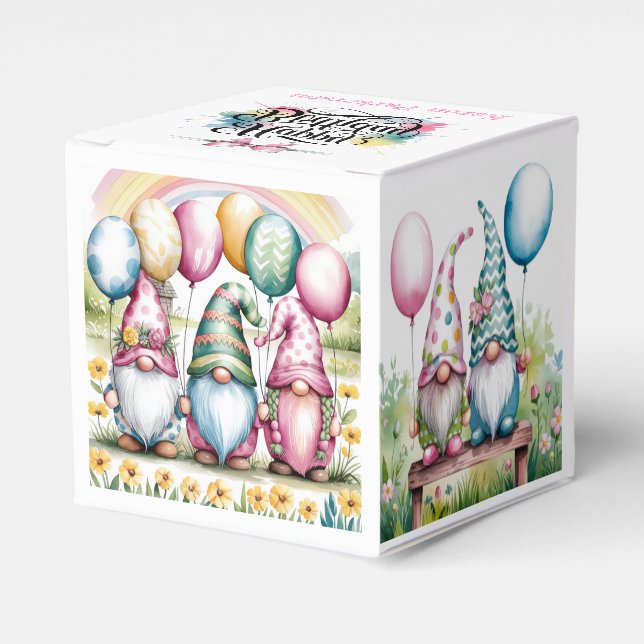 Påsk Gnomes in Watercolor Födelsedagsfest Presentaskar (Framsidan Sidan)