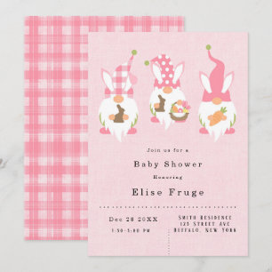Påsk Gnomes Rosa Girl Baby Shower Inbjudningar