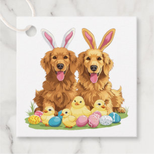 Påsk Golden Retriever Hundar Bunny Öron Gåvor Etiketter