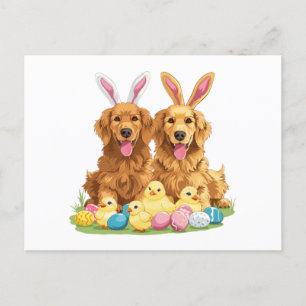 Påsk Golden Retriever Hundar Bunny Öron Helg Vykort