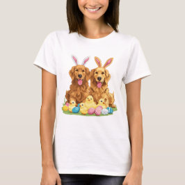Påsk Golden Retriever Hundar Bunny Öron T Shirt