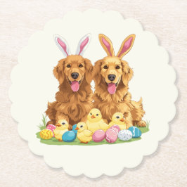 Påsk Golden Retriever Hundar Bunny Öron Underlägg Papper
