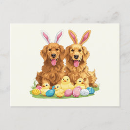 Påsk Golden Retriever Hundar Bunny Öron Vykort