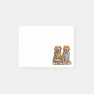 Påsk Golden Retriever Hundar Påsk Basket Post-it Block
