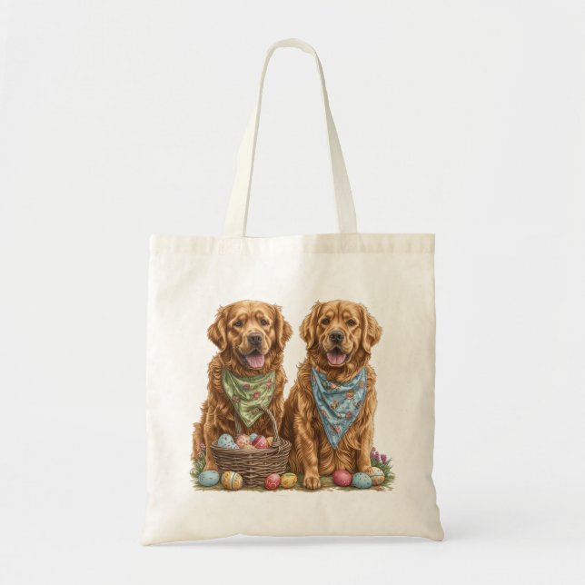 Påsk Golden Retriever Hundar Påsk Basket Tygkasse (Framsidan)