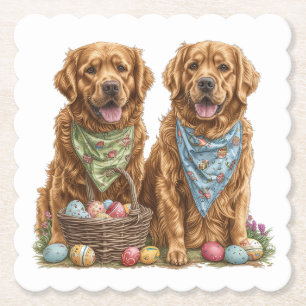 Påsk Golden Retriever Hundar Påsk Basket Underlägg Papper