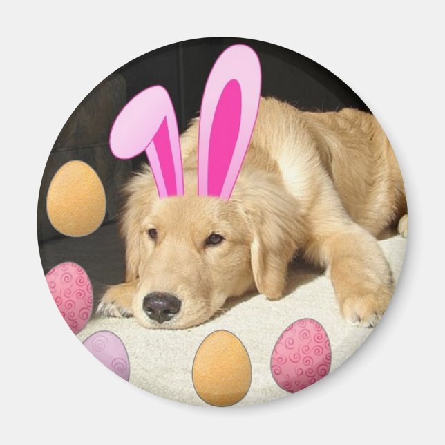 Påsk Golden Retriever Magnet (Framsidan)