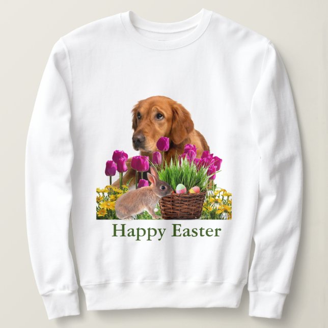 Påsk Golden Retriever och kanin Vår Helgdag T Shirt (Design framsida)