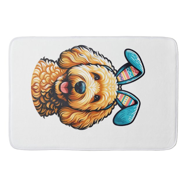 Påsk Goldendoodle Hund som bär kaninöron, Påsk Badrumsmatta (Framsidan)