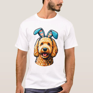 Påsk Goldendoodle Hund som bär kaninöron, Påsk T Shirt