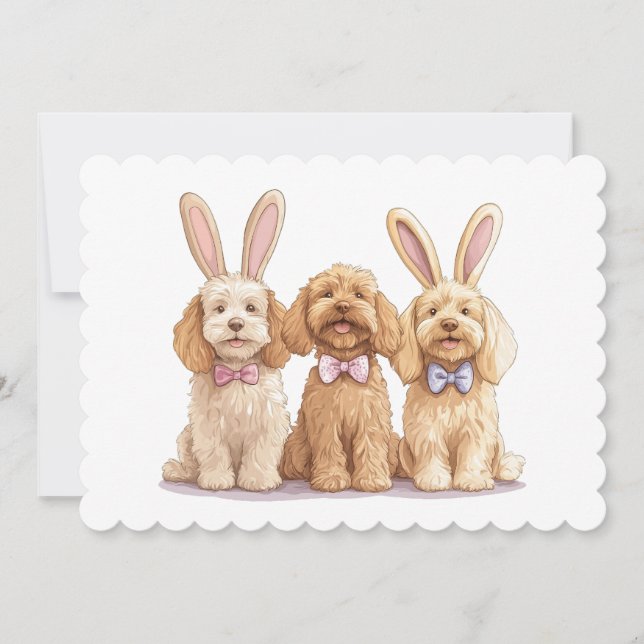 Påsk Goldendoodle Hundar Julkort (Framsida)