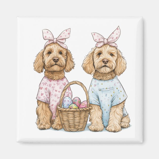 Påsk Goldendoodle Hundar Magnet (Framsidan)