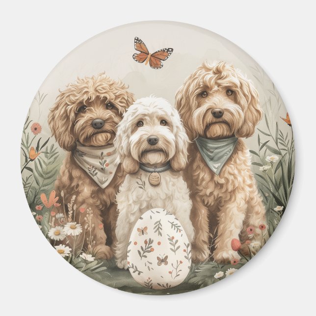 Påsk Goldendoodle Hundar Magnet (Framsidan)