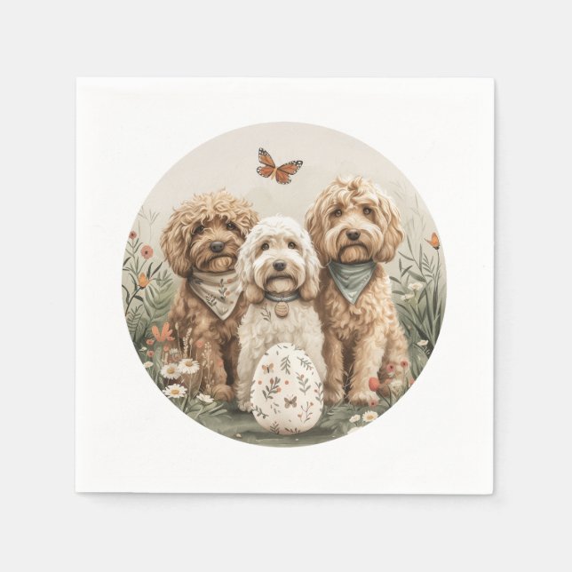 Påsk Goldendoodle Hundar Pappersservett (Framsidan)
