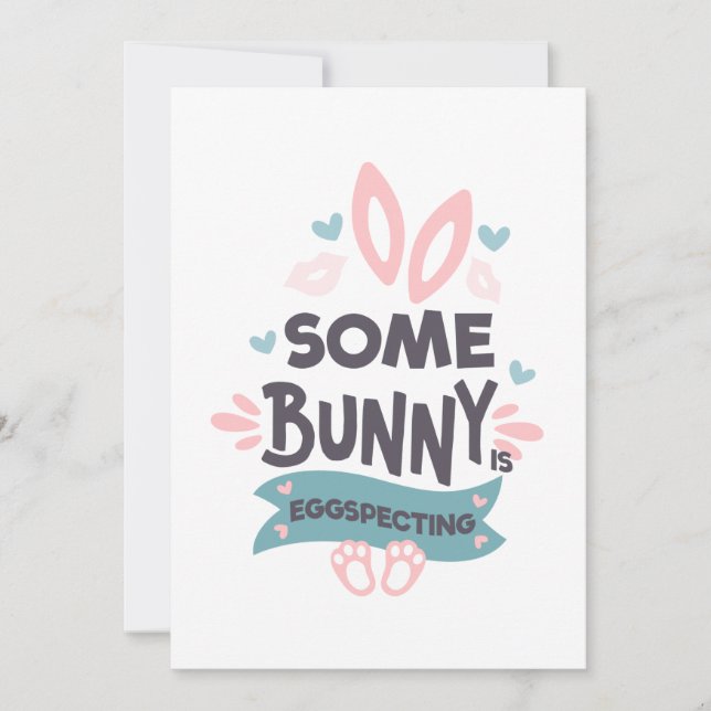 Påsk Gravid Announcement Bunny Julkort (Framsida)