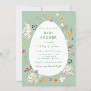Påsk Greenery Bunny Rabbit Baby Shower Inbjudningar