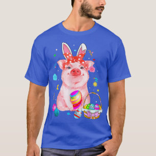 Påsk Gris med Påskhare Öron Påsk T Shirt