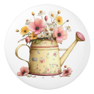 Påsk Gul Rosa Vattensaneringskanna med Blommor Knopp