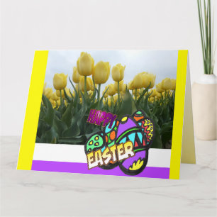 Påsk Gult Tulips designmappat gratulationskort Kort