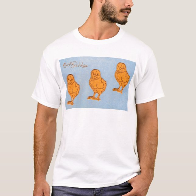 Påsk Hälsning Chick Blue T Shirt (Framsida)