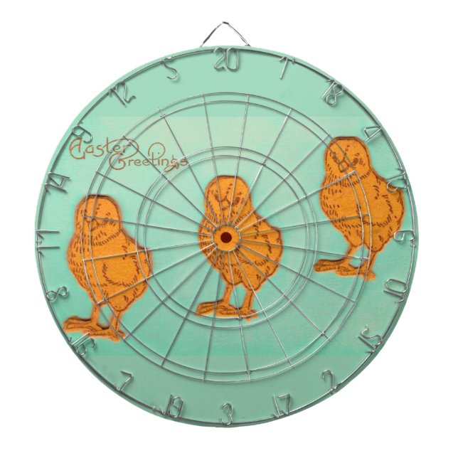 Påsk Hälsning Chick Grönt Darttavla (Framsidan)