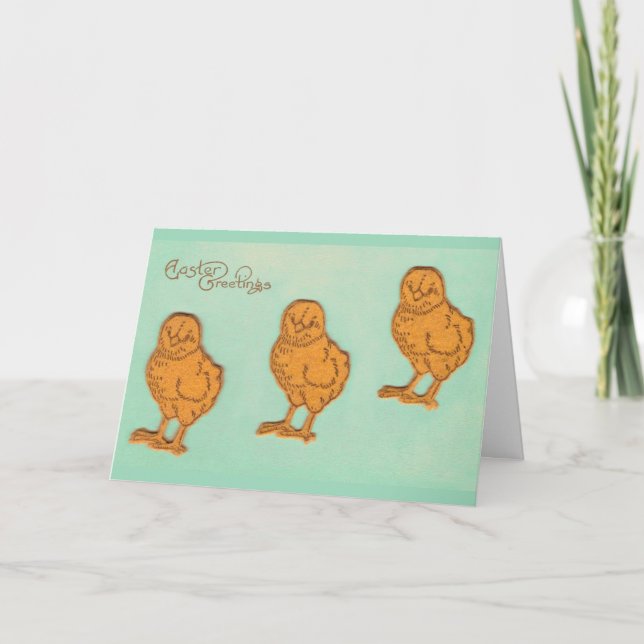 Påsk Hälsning Chick Grönt Helgkort (Framsida)
