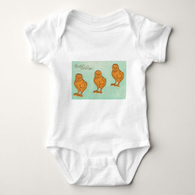 Påsk Hälsning Chick Grönt T Shirt (Framsida)