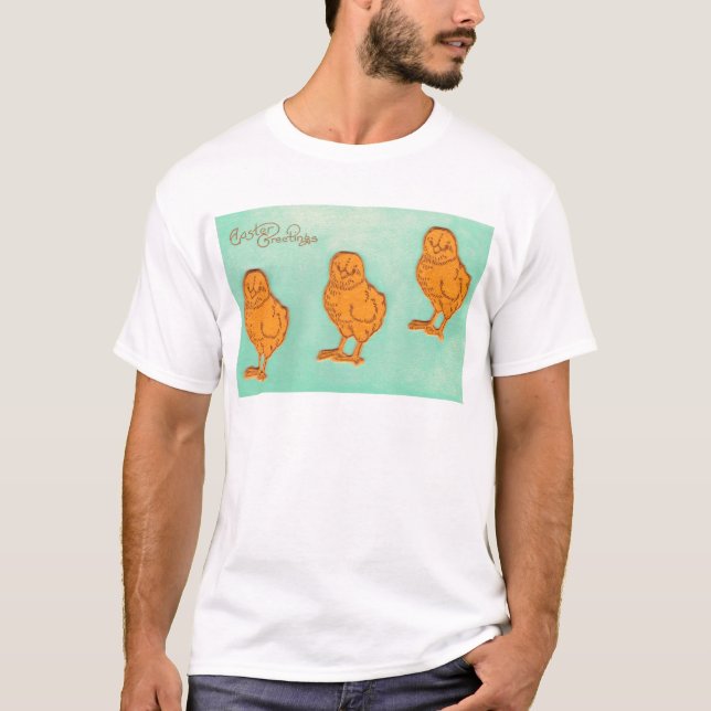 Påsk Hälsning Chick Grönt T-shirt (Framsida)