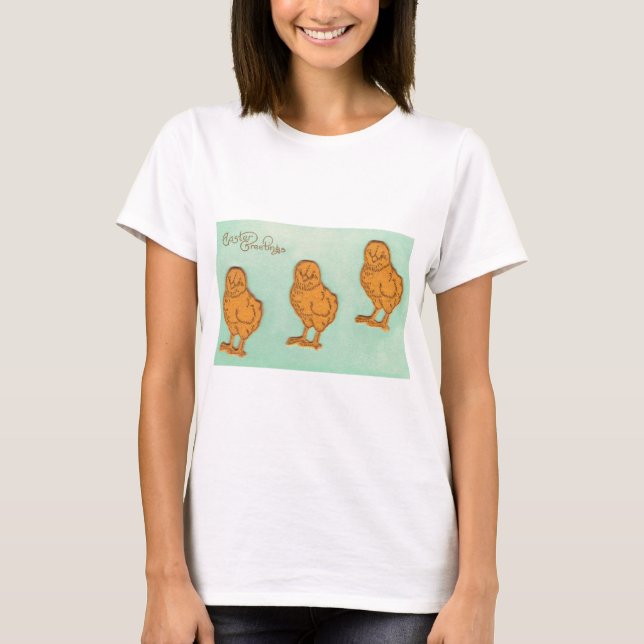 Påsk Hälsning Chick Grönt Tee Shirt (Framsida)
