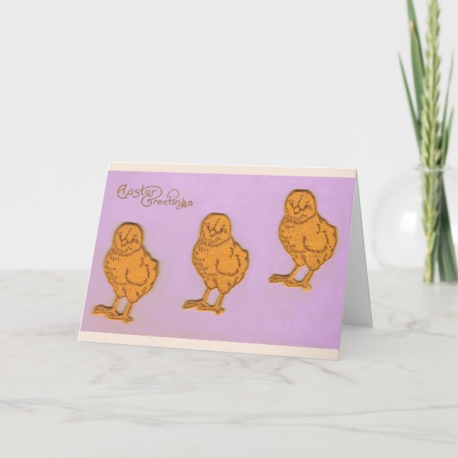 Påsk Hälsning Chick Lila Helgkort (Framsida)