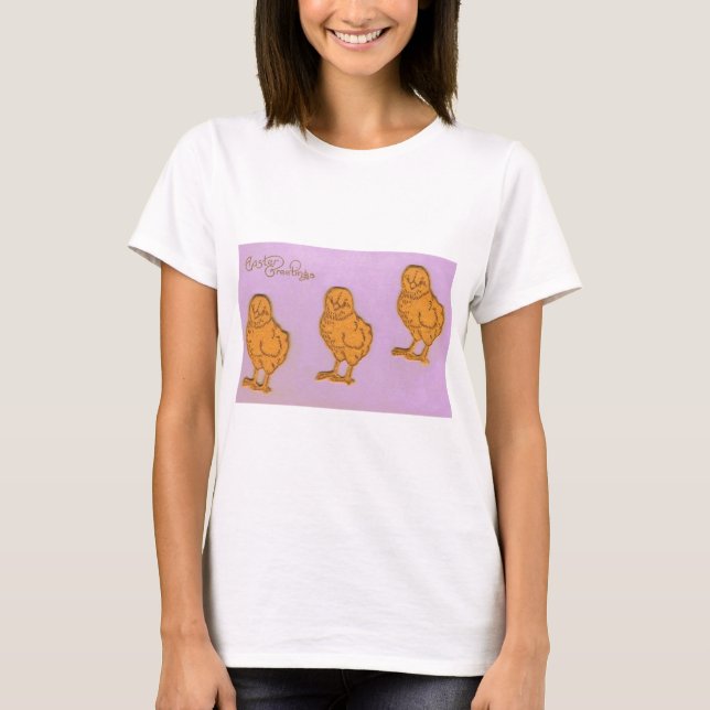 Påsk Hälsning Chick Lila T-shirt (Framsida)