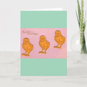 Påsk Hälsning Chick Rosa Grönt Helgkort