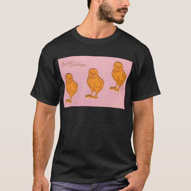 Påsk Hälsning Chick Rosa T Shirt (Framsida)