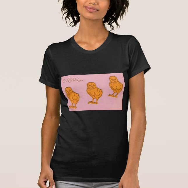 Påsk Hälsning Chick Rosa T Shirt (Framsida)