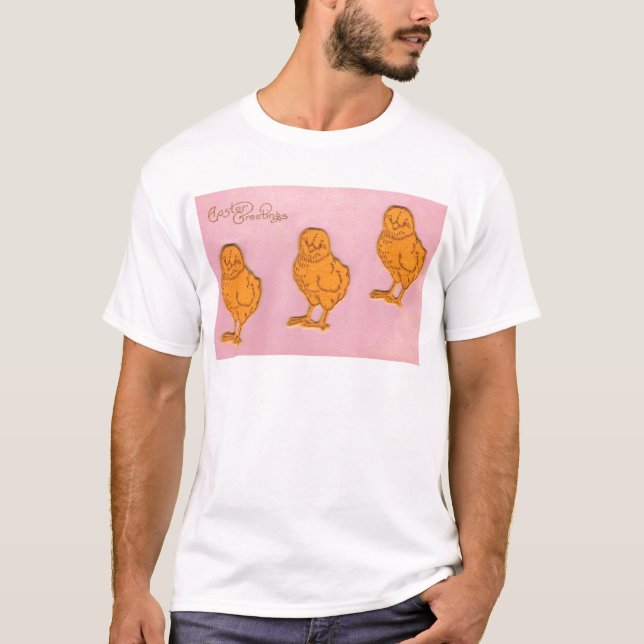 Påsk Hälsning Chick Rosa Tee (Framsida)