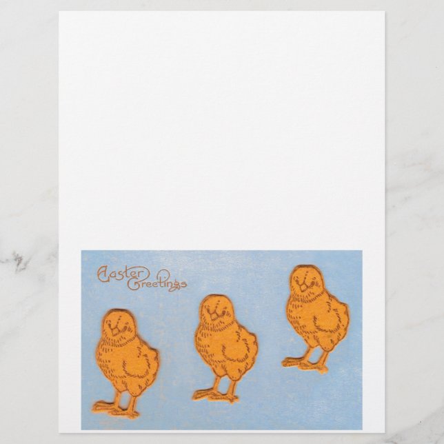 Påsk Hälsning Chickar i blått (Framsida)