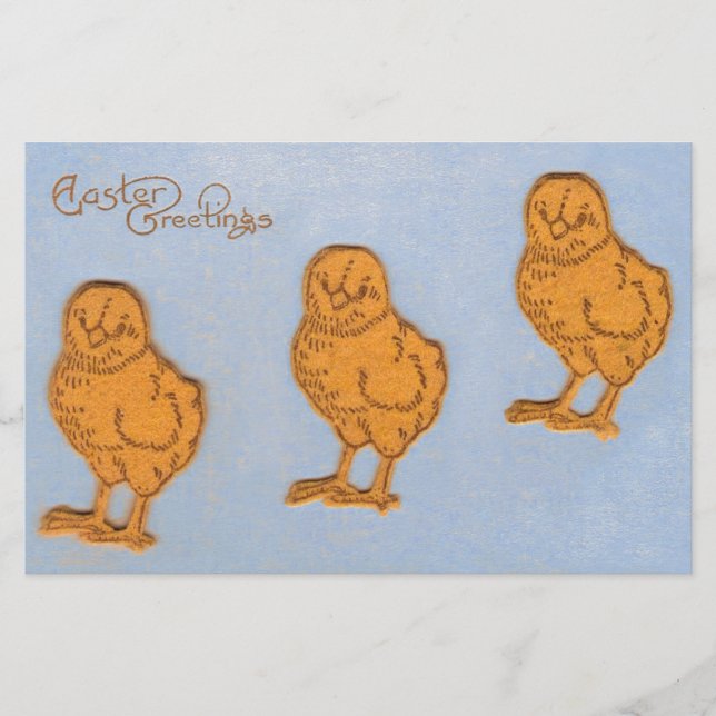 Påsk Hälsning Chickar i blått Brevpapper (Framsida)