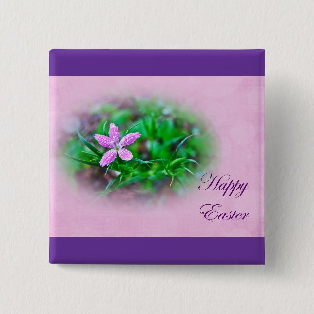 Påsk Hälsning Deptford Rosa Wildblomma Knapp (Framsida)