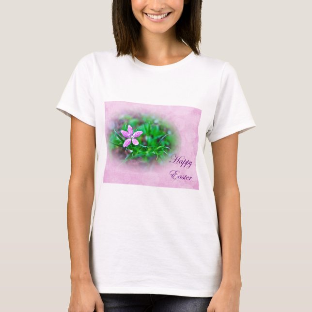 Påsk Hälsning Deptford Rosa Wildblomma Tee Shirt (Framsida)