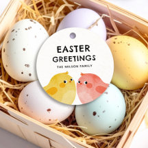 Påsk Hälsning med två små kycklingar