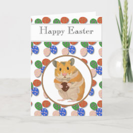 Påsk Hamster med Chocolate Eggs Editable Helgkort