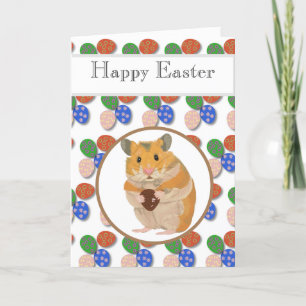 Påsk Hamster med Chocolate Eggs Editable Helgkort