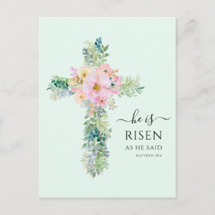 Påsk Han är Risen Greenery Watercolor Kor Vykort