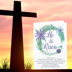 Påsk Han är Risen Religiösa Bible Verse Botanical Helgkort